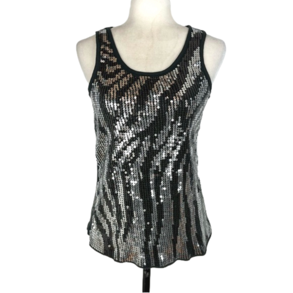 Majora zebra-print sequin tank top